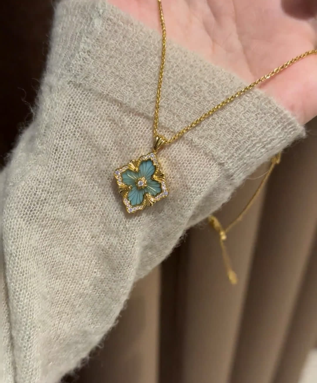 Van Cleef & Arpels Alhambra Gold and Enamel Flower Necklace
